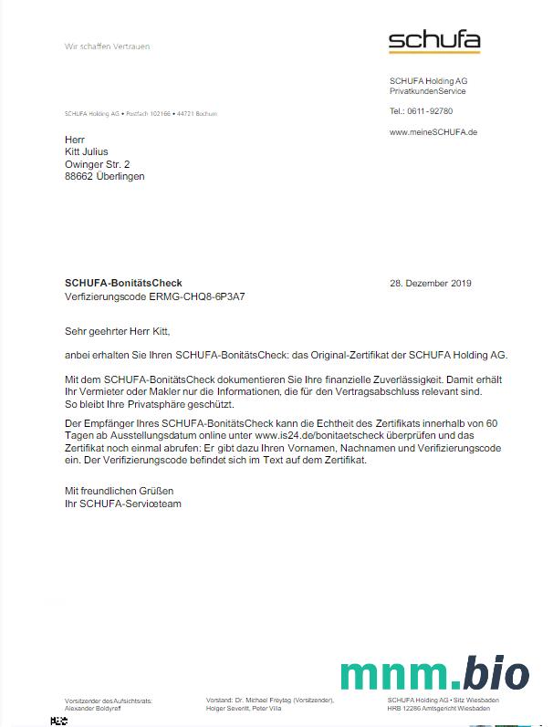 Niemcy Schufa rachunek za media Word i PDF szablon